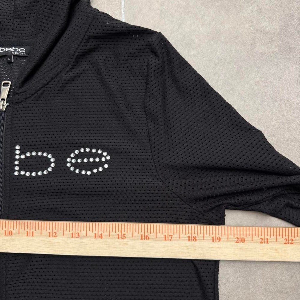 Bebe Sport black zip up hoodie with rhinestone logo size L - Picture 4 of 6